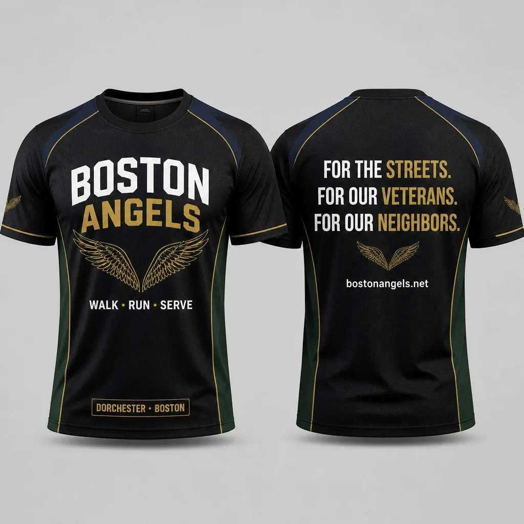 Boston Angels Racing and Walking Performance T-shirt concept showing the front athletic design